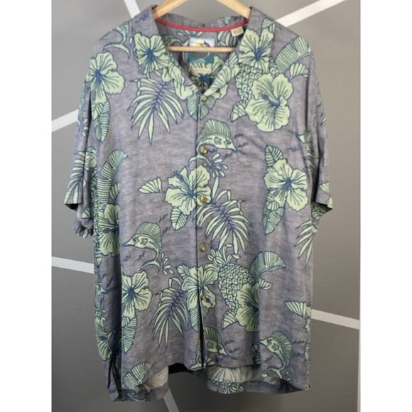 Tommy Bahama 100% Silk Men’s 2XL Island Modern Aloha Camp Shirt Marlin Pineapple - Picture 1 of 16